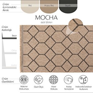 Cool Halı Mocha 669 Siyah Hav Toz Vermez Kolay Temizlenen Jüt Hasır Görünümlü Modern Halı