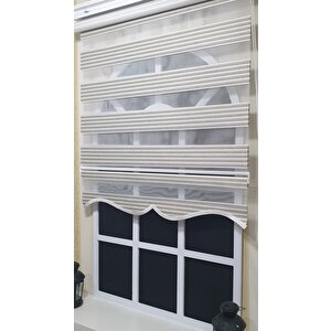 Zebra Stor Perde Mavi Çizgili Etek Dilimli St 011