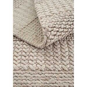 Cool Halı Elegance J352 Bej Yün Halı Natural Salon Koridor Halı Yolluk El Dokuma Halı Örgü El Halısı