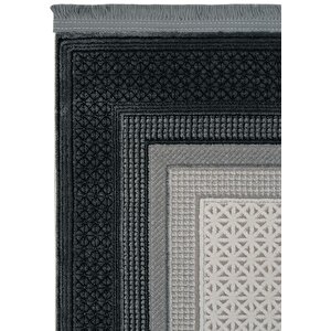 Pella 6816 Gri Krem Halı Yolluk Yatak Odası Halısı Klasik Çerçeveli Salon Halısı 200x290 cm
