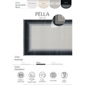 Cool Halı Pella 6816 Gri Krem Halı Yolluk Yatak Odası Halısı Klasik Çerçeveli Salon Halısı