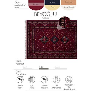Beyoğlu 961 Kırmızı El Dokuma Uşak Halısı Yağcı Bedir Desen Nostalji Halı Afgan El Halısı 200x300 cm