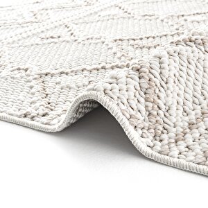 Cool Halı Mikasa Mks 03 White Bej Yumuşak Dokulu Halı Kilim Salon Koridor Kesme Dokuma Makine Halısı