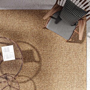 Milano 666 Kahve Hasır Doku Halı Kilim Salon Mutfak Koridor Kesme Yolluk Dokuma Makine Halı 120x180 cm