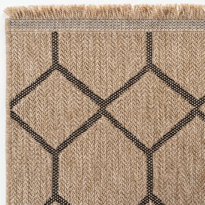 Mocha 669 Siyah Katlama Halı Kilim Mutfak Koridor Yolluk Jüt Hasır Görünüm Dokuma Makine Halı 100x450 cm