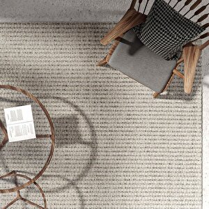 Milano 666 Gri Hasır Doku Halı Kilim Salon Mutfak Koridor Kesme Yolluk Dokuma Makine Halısı 100x150 cm