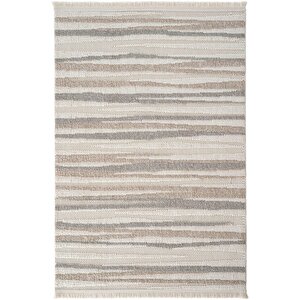 Mikasa Mks 02 Beyaz Bej Yumuşak Dokulu Halı Kilim Salon Koridor Kesme Dokuma Makine Halısı 100x450 cm