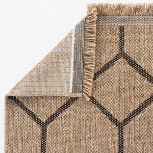 Cool Halı Mocha 669 Siyah Katlama Halı Kilim Mutfak Koridor Yolluk Jüt Hasır Görünüm Dokuma Makine Halı