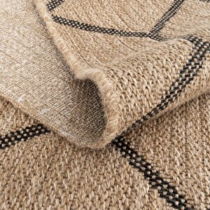 Cool Halı Mocha 669 Siyah Katlama Halı Kilim Mutfak Koridor Yolluk Jüt Hasır Görünüm Dokuma Makine Halı