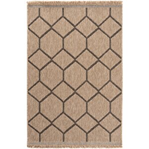 Mocha 669 Siyah Katlama Halı Kilim Mutfak Koridor Yolluk Jüt Hasır Görünüm Dokuma Makine Halı 100x150 cm