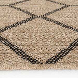 Cool Halı Mocha 669 Siyah Katlama Halı Kilim Mutfak Koridor Yolluk Jüt Hasır Görünüm Dokuma Makine Halı