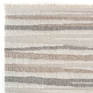 Mikasa Mks 02 Beyaz Bej Yumuşak Dokulu Halı Kilim Salon Koridor Kesme Dokuma Makine Halısı 160x230 cm
