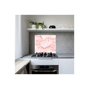 50x56 Cm Pembe Mermer Cam Ocak Koruyucu