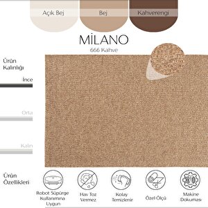 Milano 666 Kahve Hasır Doku Halı Kilim Salon Mutfak Koridor Kesme Yolluk Dokuma Makine Halı 100x500 cm