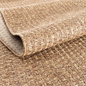 Cool Halı Milano 666 Kahve Hasır Doku Halı Kilim Salon Mutfak Koridor Kesme Yolluk Dokuma Makine Halı