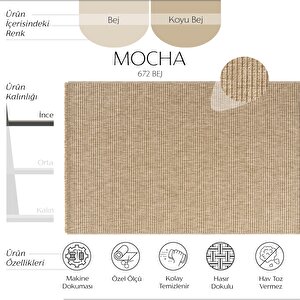 Cool Halı Mocha 672 Bej Halı Kilim Mutfak Koridor Kesme Yolluk Jüt Hasır Görünüm Dokuma Makine Halı