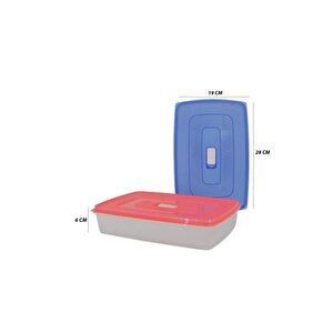 2'li Saklama Kabı Pembe, Mavi Kapaklı