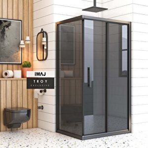 Troy Füme Cam Sabit Panelli Dikdörtgen Duşakabin 70x130 Cm H:190