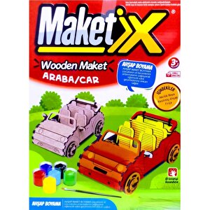 Maket Boyanabi̇li̇r Ahşap Araba Maketi̇ 6 Renk Akri̇li̇k Boya Ahşap Araba Eği̇ti̇ci̇ Oyuncak Ahşap Boyama