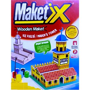 Vip Maket Boyanabi̇li̇r Ahşap Kiz Kulesi̇ Maketi̇ 6 Renk Akri̇li̇k Boya Ahşap Eği̇ti̇ci̇ Oyuncak Ahşap Boyama