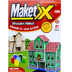 Vip Maket Boyanabi̇li̇r Ahşap Karadeni̇z Evi̇ 6 Renk Akri̇li̇k Boya Eği̇ti̇ci̇ Oyuncak Ahşap Boyama Ahşap Ev