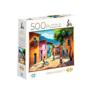 Bisikletli Çocuklar 500 Parça 2,2mm Kalınlık 33x48cm Profesyonel Hobi Puzzle Yapboz Serisi