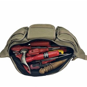 Cordura 1000d Makinist Elektrikçi Alet Ve Takım Bel Çantası Bej