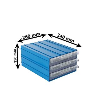 Sembol 513 Plastik Üç Çekmeceli Kutu 340x260x150mm 12 Adet
