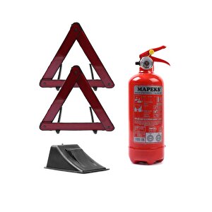 Mapeks Araç Yangın Tüpü 1 Kg Ve 2 Adet Reflektör Ve Kayma Takozu Oto Trafik Seti
