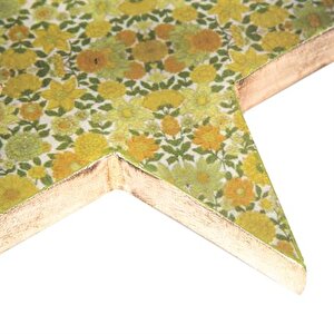 Vitale Şiva Çiçek Desenli Dekoratif Yıldız Yeşil 25x4 Cm Ak.fq0017-y