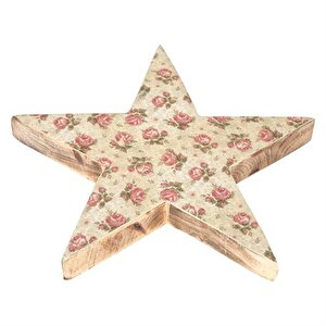 Vitale Şiva Çiçek Desenli Dekoratif Yıldız Krem 25x4 Cm Ak.fq0017-k