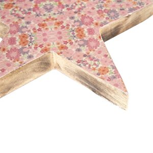 Vitale Şiva Çiçek Desenli Dekoratif Yıldız Pembe 25x4 Cm Ak.fq0017