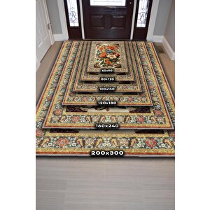 Homshtag Art Deco Renkli Çiçekler Vintage Halı Görünümlü Dijital Renkli Halı,rustik Çiçekli Halı