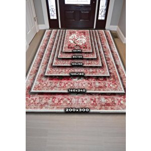 Homshtag Art Deco Bahar Çiçekleri Vintage Halı Görünümlü Dijital Baskı Pembe Halı,rustik Çiçekli Halı