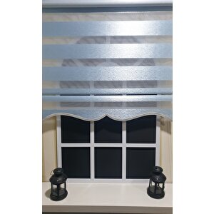 Zebra Stor Perde Zebra Desen Gümüş Simli Mavi Etek Dilimli Stb900 70x200 cm