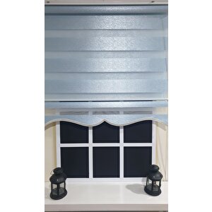 Zebra Stor Perde Zebra Desen Gümüş Simli Mavi Etek Dilimli Stb900 70x200 cm