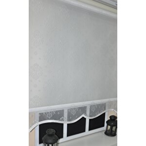 Çift Mekanizmalı Kirli Beyaz Damask Tül Perde Ve Ekru Stor Perde Stb45252-v01 50x200 cm