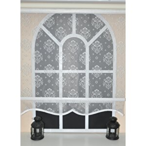 Çift Mekanizmalı Kirli Beyaz Damask Tül Perde Ve Ekru Stor Perde Stb45252-v01