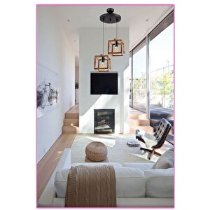 Aydınlatma 2'li Bodrum Sarkıt Ahşap Salon Avize