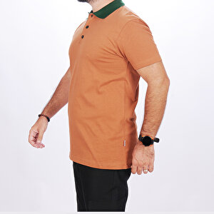 Formteks Polo Yaka Tshirt Kahve-yeşil Yakalı 3XL