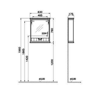 Vitra Valarte Dolaplı Ayna 65 Cm Mat Gri Sağ 62229 Beyaz