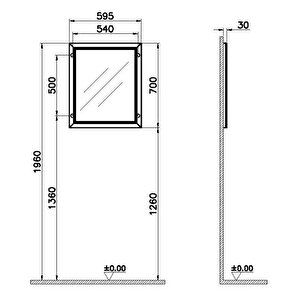 Vitra Valarte Aydınlatmalı Düz Ayna 65 Cm Mat Gri 62214 Beyaz