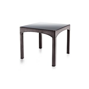 Sy-2576 Kahverengi Rattan Kapalı Temperli Camlı Masa Kare 71008