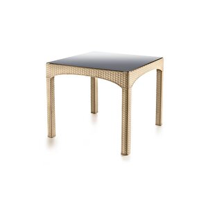 Sy-2576 Bej Rattan Kare Kapalı Temperli Camlı Masa 62063