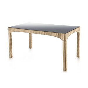 Sy-2589 Bej Rattan Temperli Kapalı Camlı Masa Dikdörtgen 82153