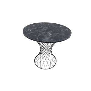 Masa 17445 Opti̇maly Tel Sepet Pota Model Metal Çelik Siyah Mermer Tabla El Yapım