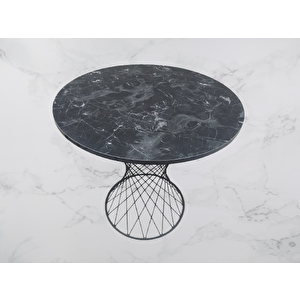 Masa 17445 Opti̇maly Tel Sepet Pota Model Metal Çelik Siyah Mermer Tabla El Yapım