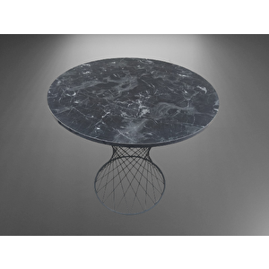 Masa 17445 Opti̇maly Tel Sepet Pota Model Metal Çelik Siyah Mermer Tabla El Yapım