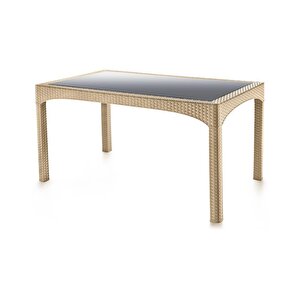 Sy-2586 Bej Rattan Temperli Camlı Masa Dikdörtgen 83878