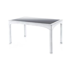 Sy-2586 Beyaz Rattan Temperli Camlı Masa Dikdörtgen 88171